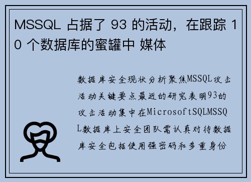MSSQL 占据了 93 的活动,在跟踪 10 个数据库的蜜罐中 媒体